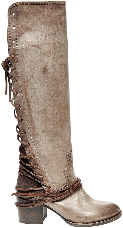 Tall Brown Leather Cowboy Boot PNG