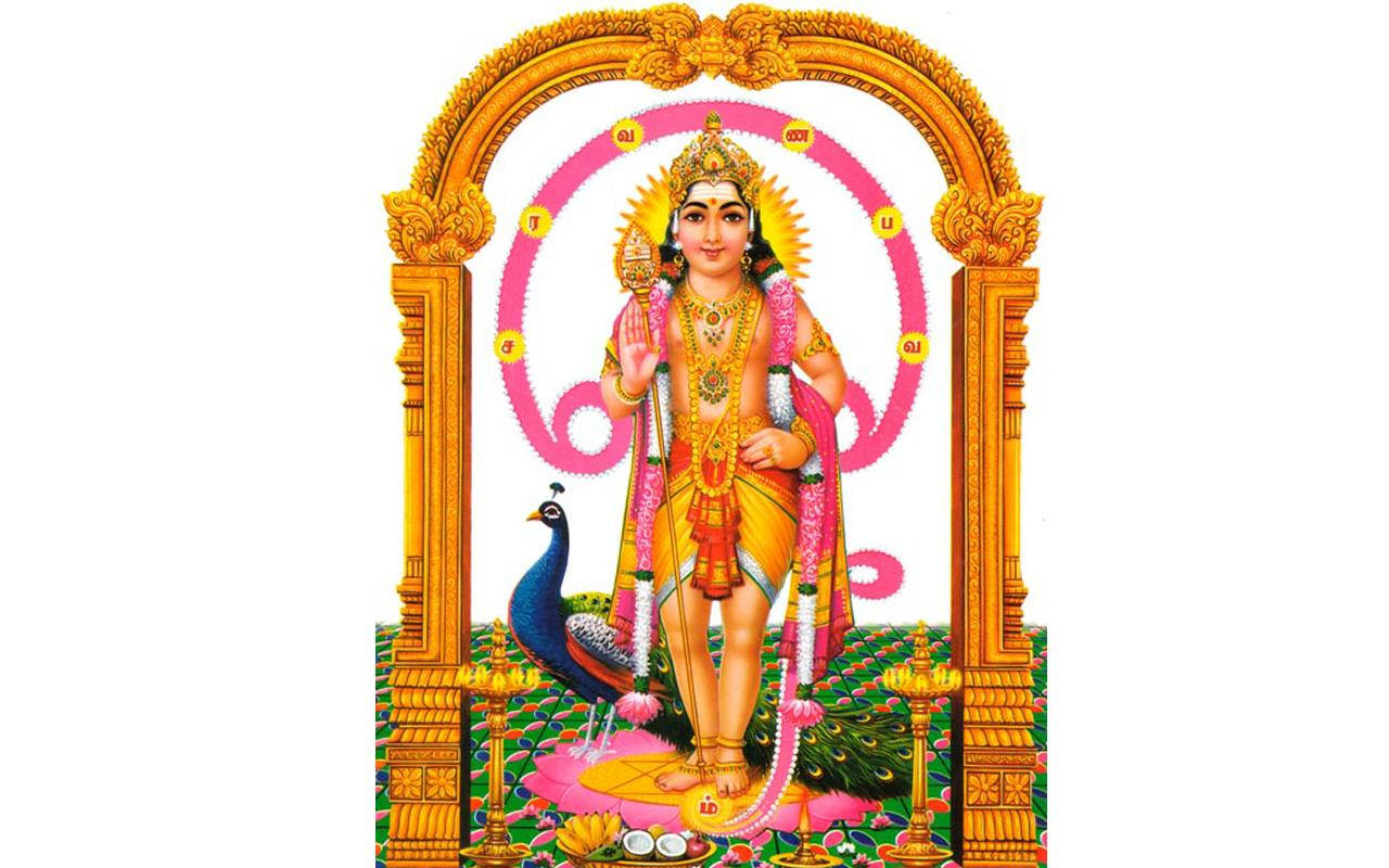 Tamilske Gud I Guldramme Wallpaper