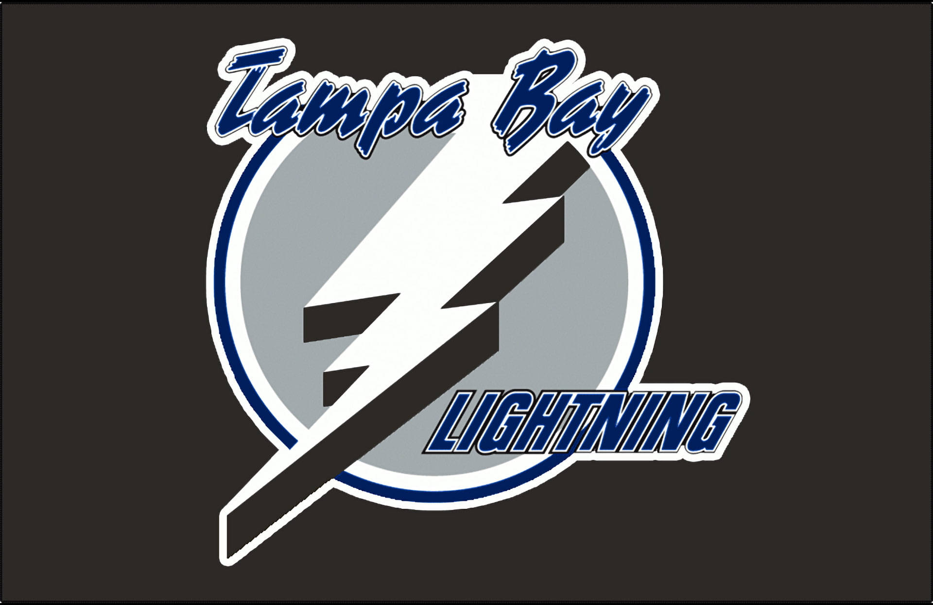 Caption: Thrilling Energy - The Tampa Bay Lightning logo against a black backdrop. Wallpaper