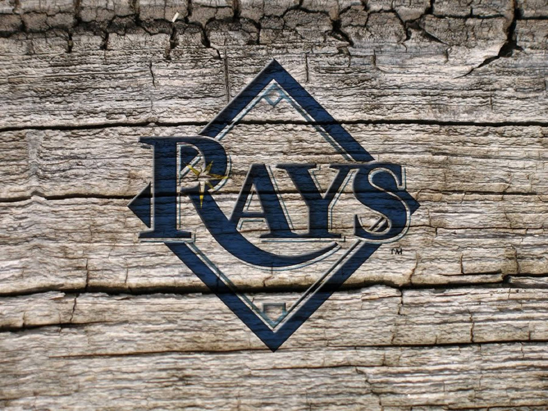 Tampa Bay Rays Logo In Old Wood Wallpaper