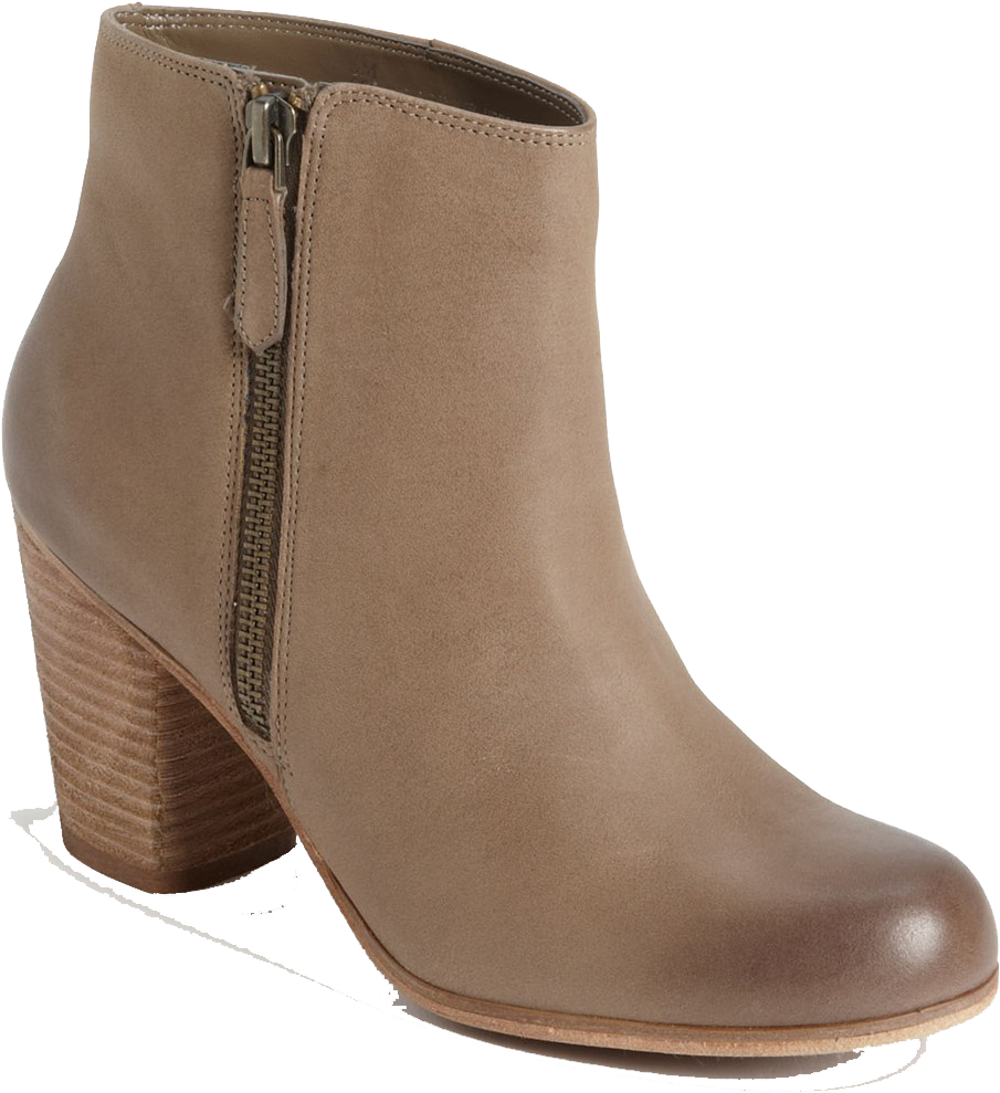 Tan Ankle Bootwith Zipper PNG