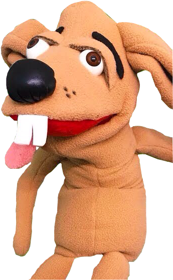 Tan Dog Puppet Sticking Out Tongue PNG