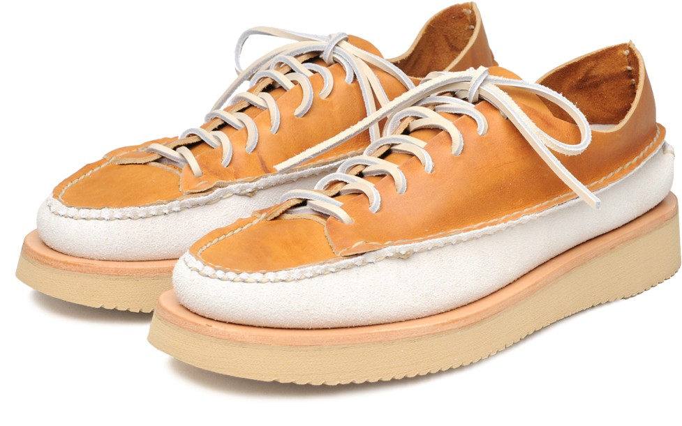 Tan Leather Sneakers White Soles PNG