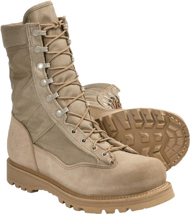 Tan Military Boots PNG