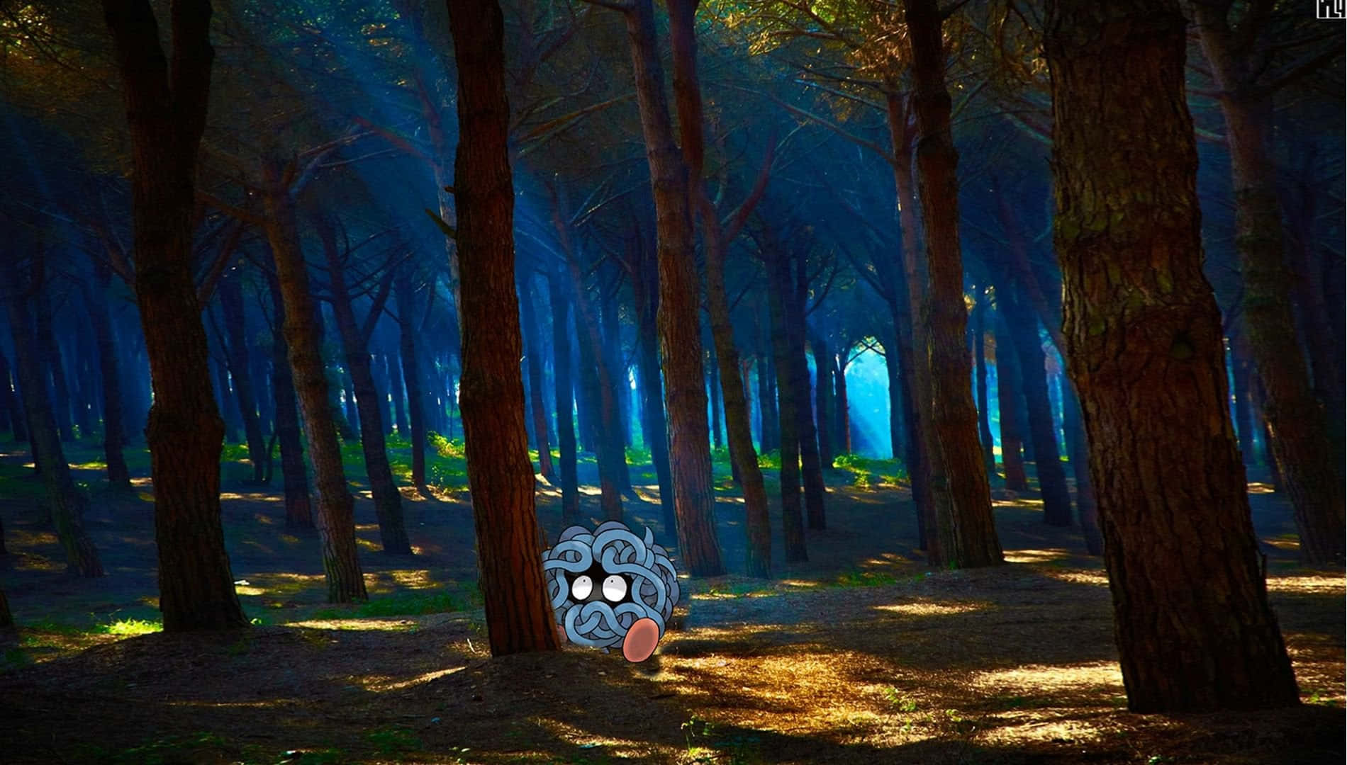 Tangela On A Realistic Forest Wallpaper