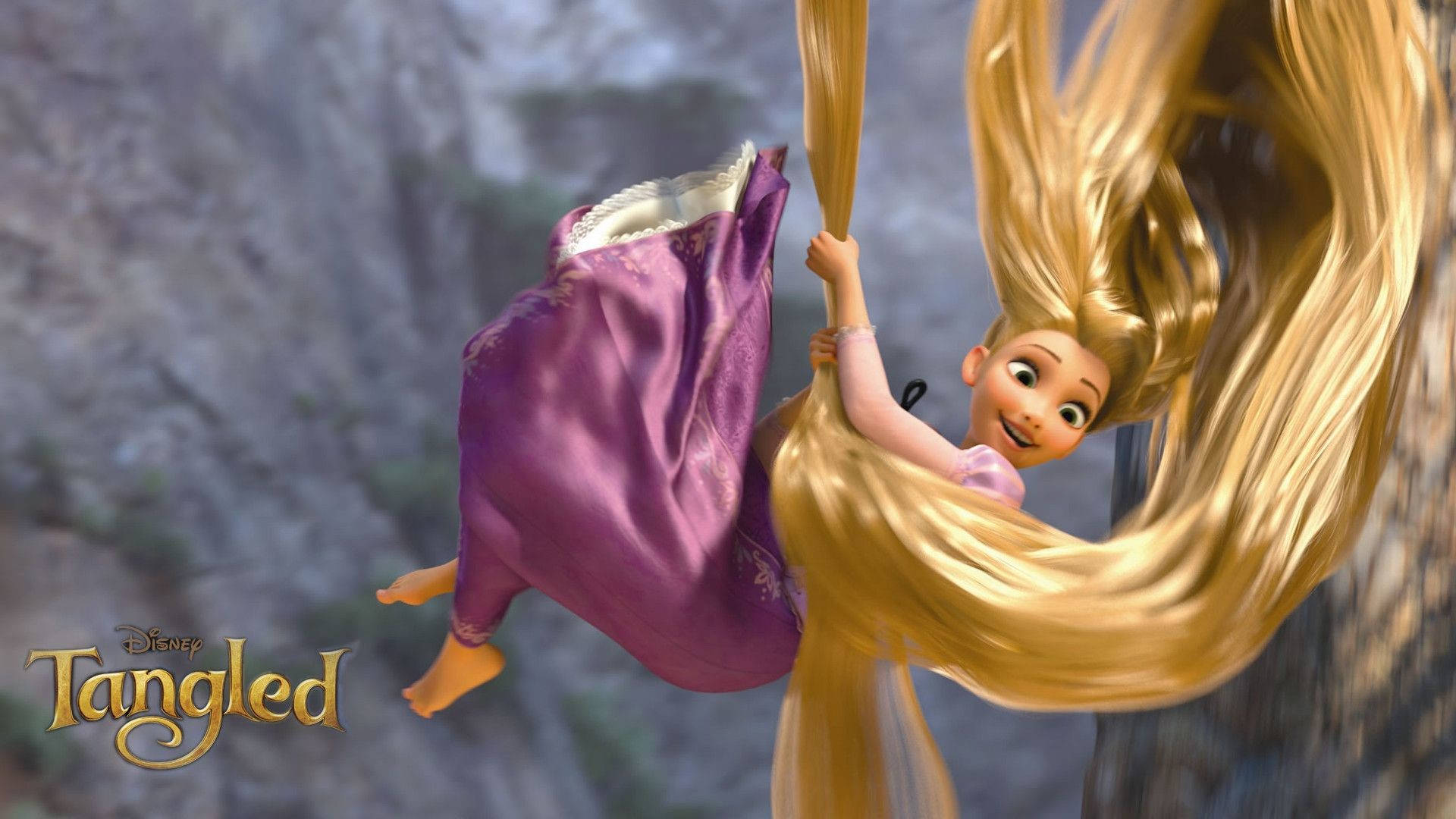 Rapunzel unleashing her hair and free-falling Wallpaper