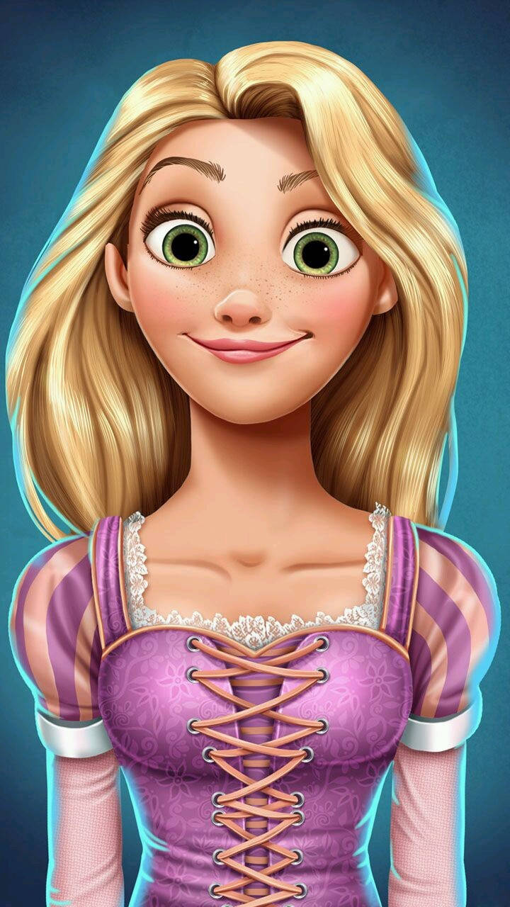 Tangled Rapunzel In Pink Gown Wallpaper