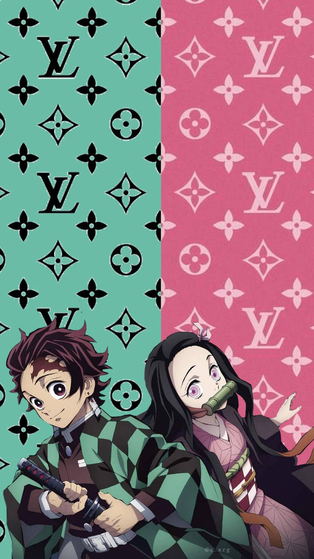 Tanjiro And Nezuko Louis Vuitton Wallpaper