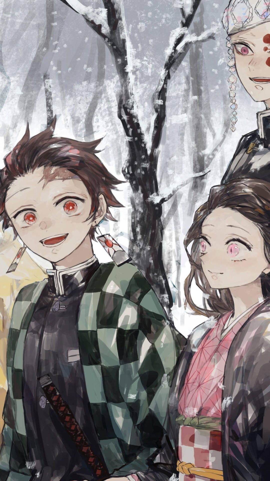 Tanjiro And Nezuko Snow Forest Wallpaper