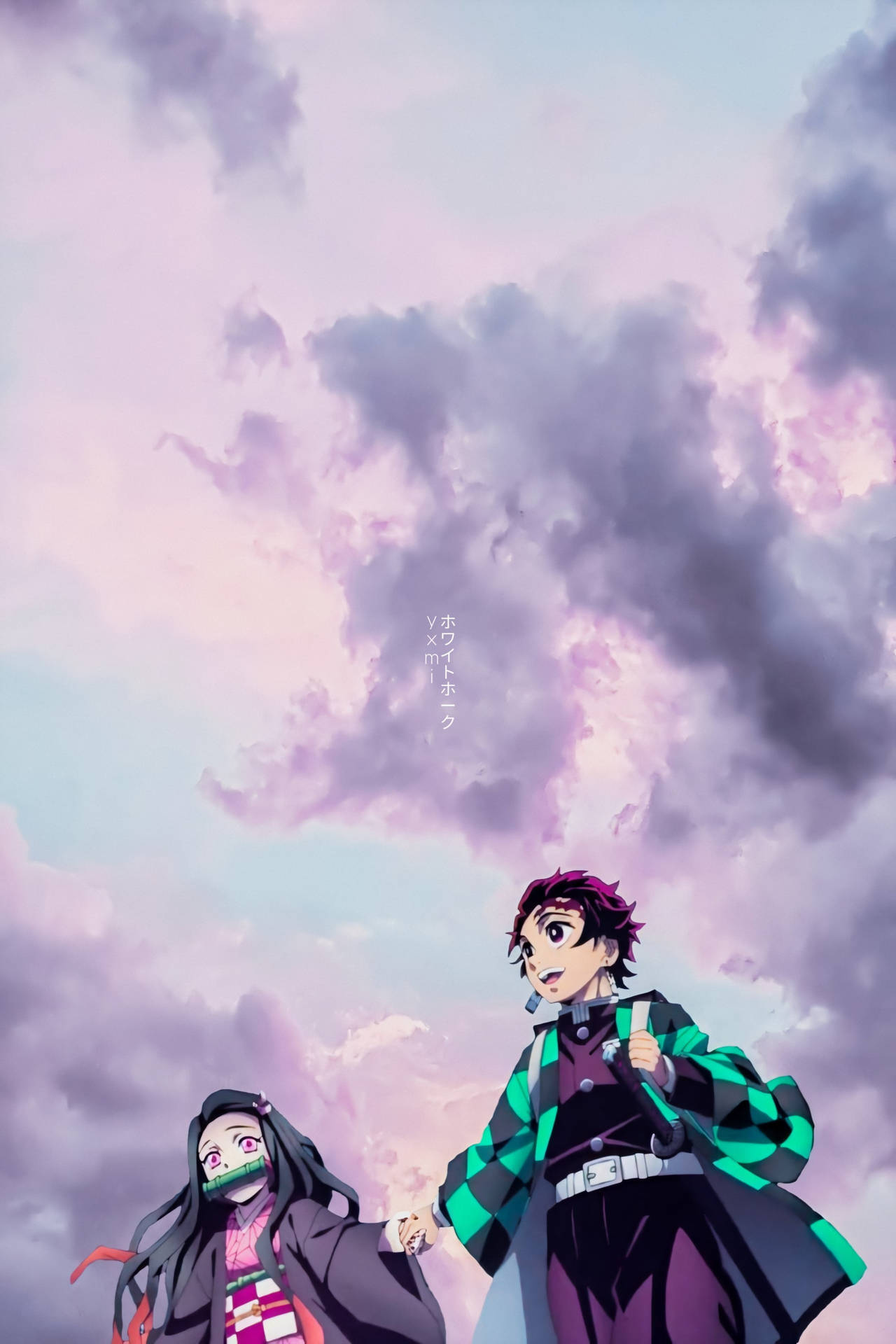 Tanjiro And Nezuko Under Cloudy Skies Wallpaper