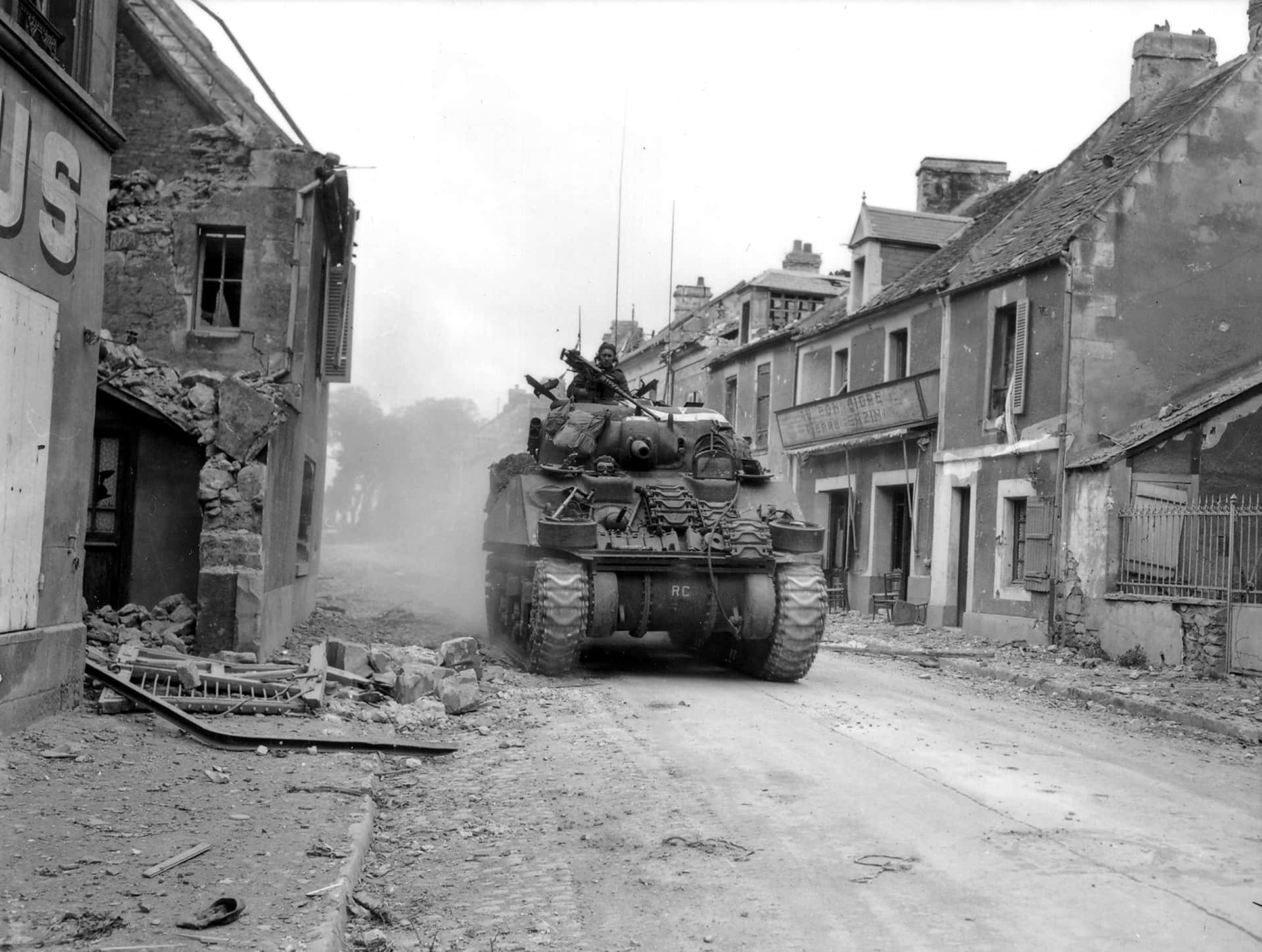M4panzer In Einer Zerstörten Stadt