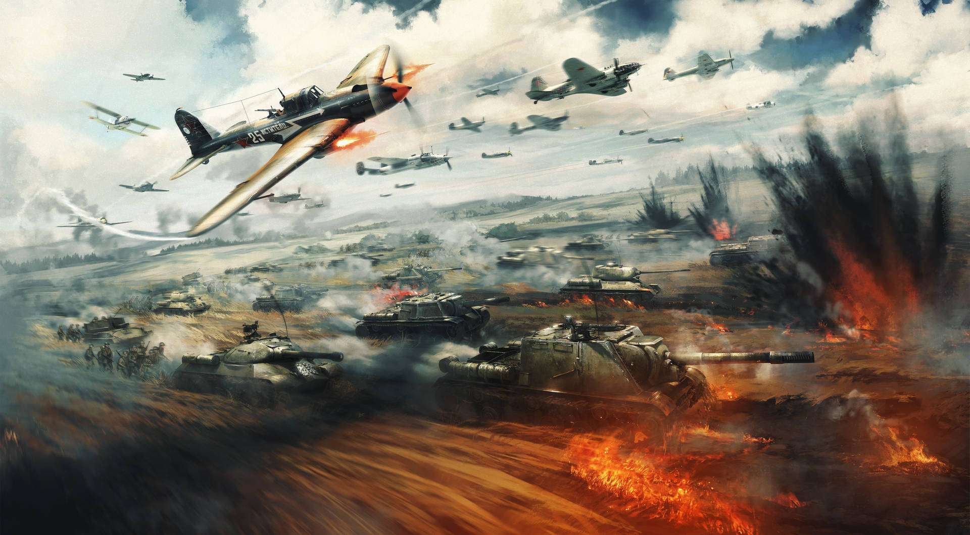 Tanks and Aircrafts united in War Wallpaper
