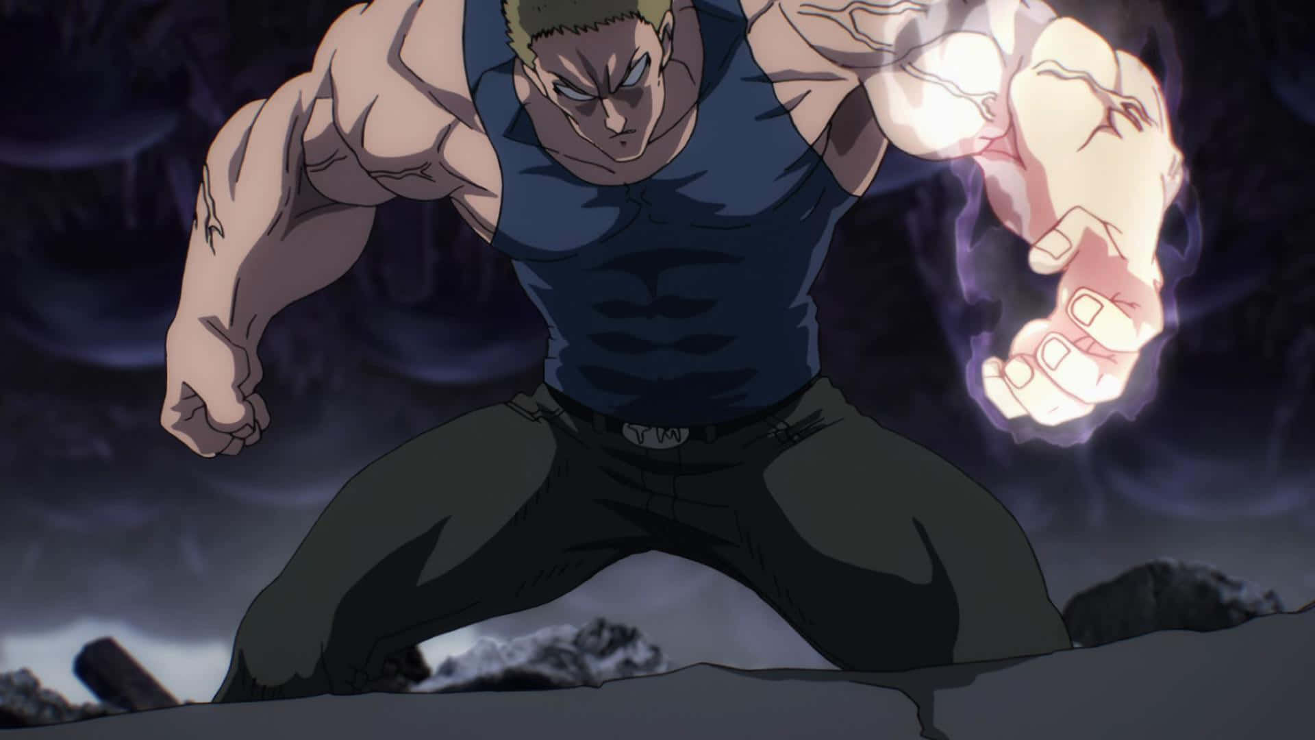 Tanktop Master showing off incredible strength in action Wallpaper