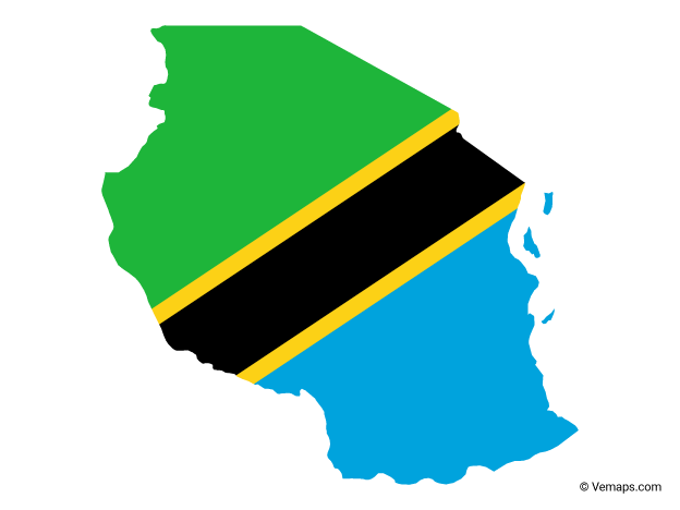 Tanzania Map Flag Colors PNG