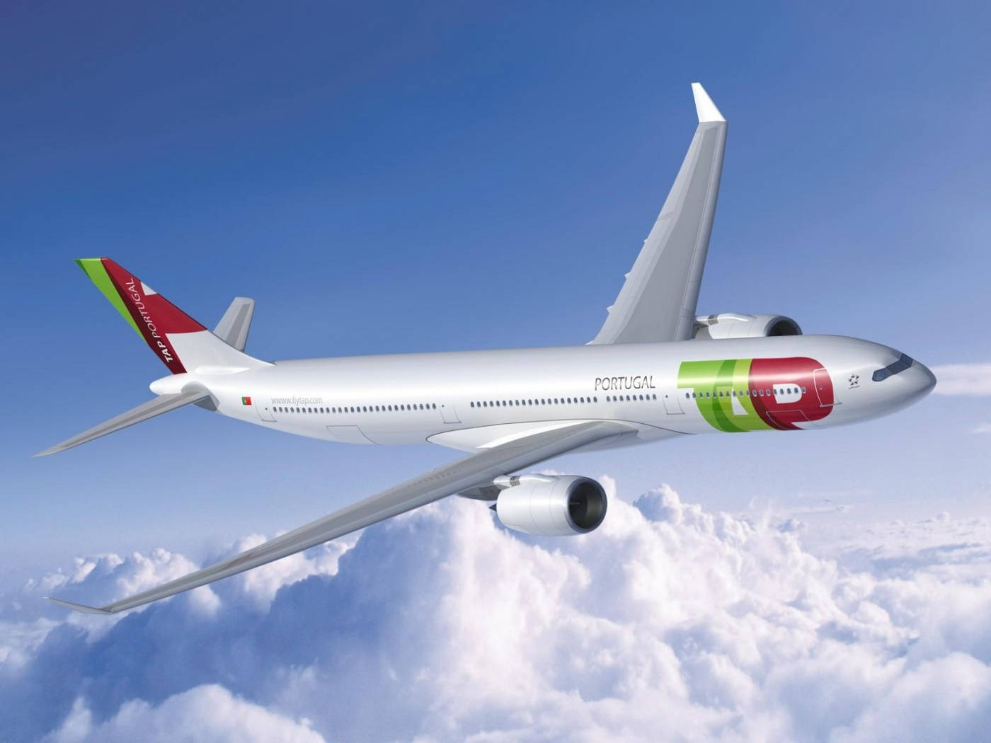 TAP Portugal White Clouds Wallpaper