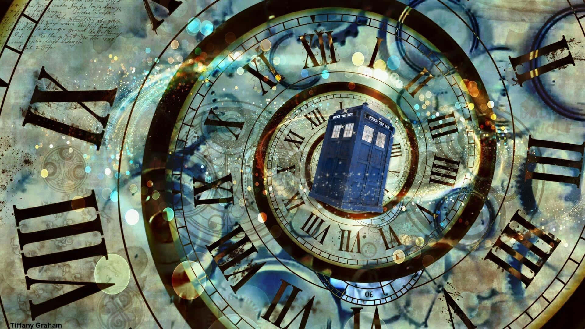 "The TARDIS, Doctor Who’s iconic time-traveling spaceship." Wallpaper
