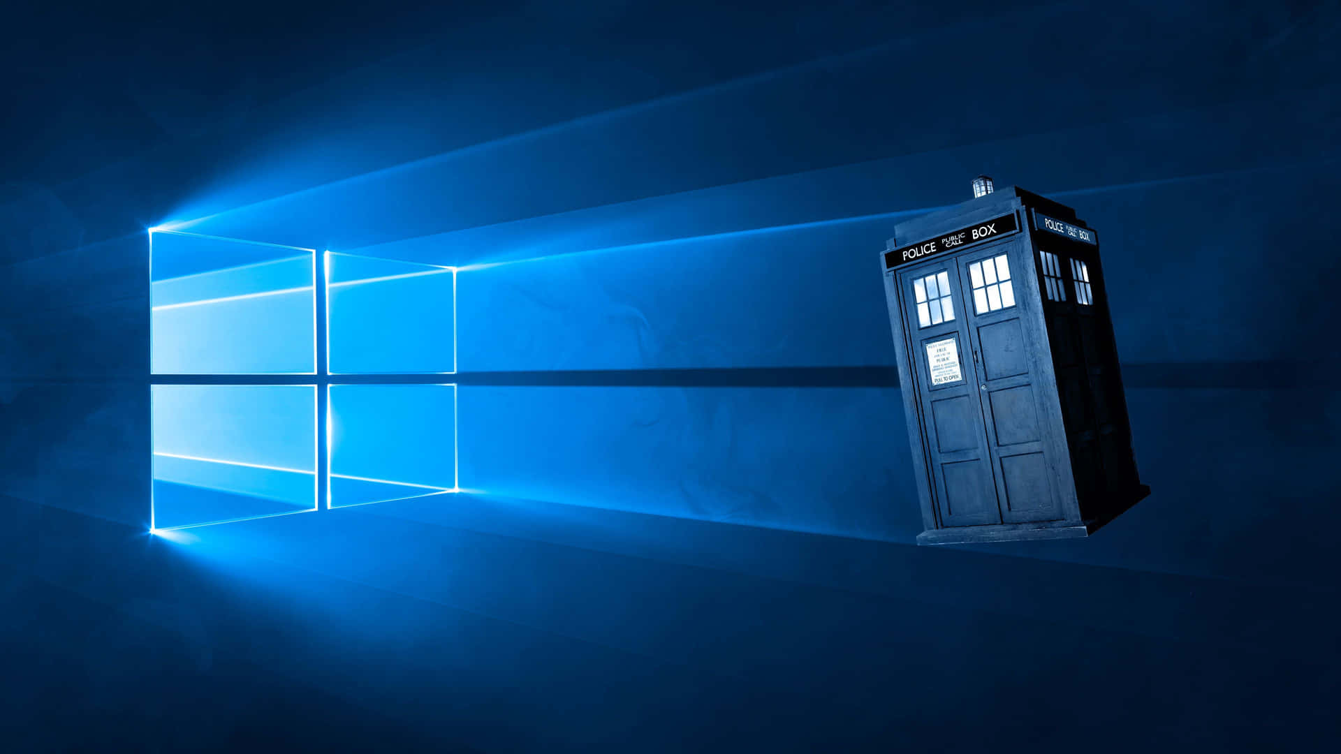 Det ikoniske blå TARDIS - Time and Relative Dimension i Space - svæver omkring en charmerende London gade. Wallpaper