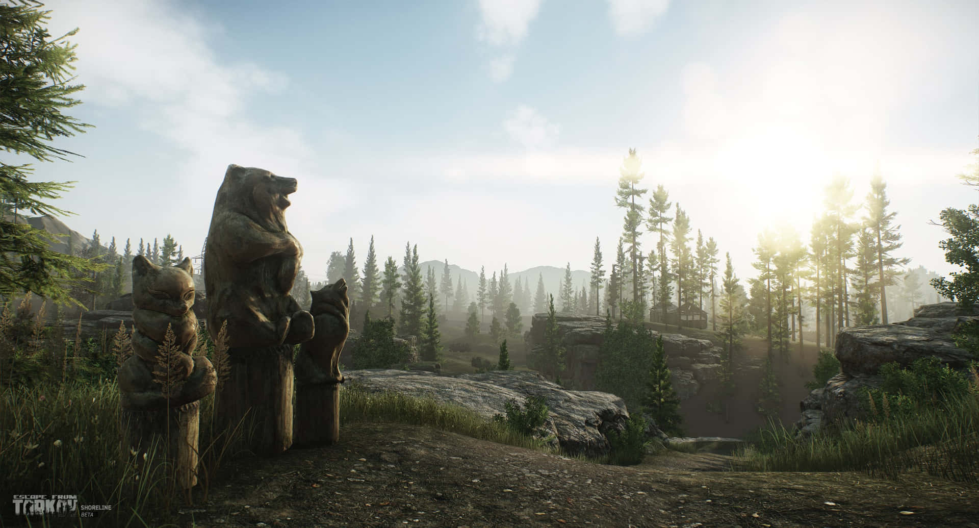 Tarkov Woods Bear Sculptures Wallpaper