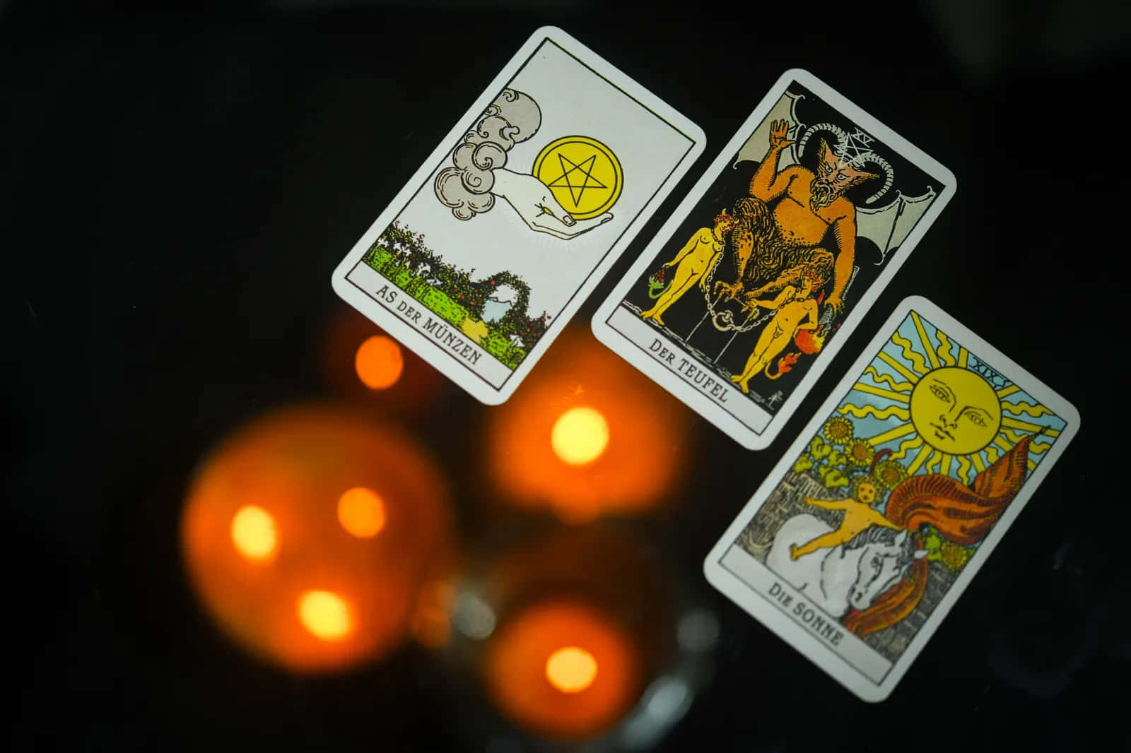 Tarot Card Spread on Mystical Background