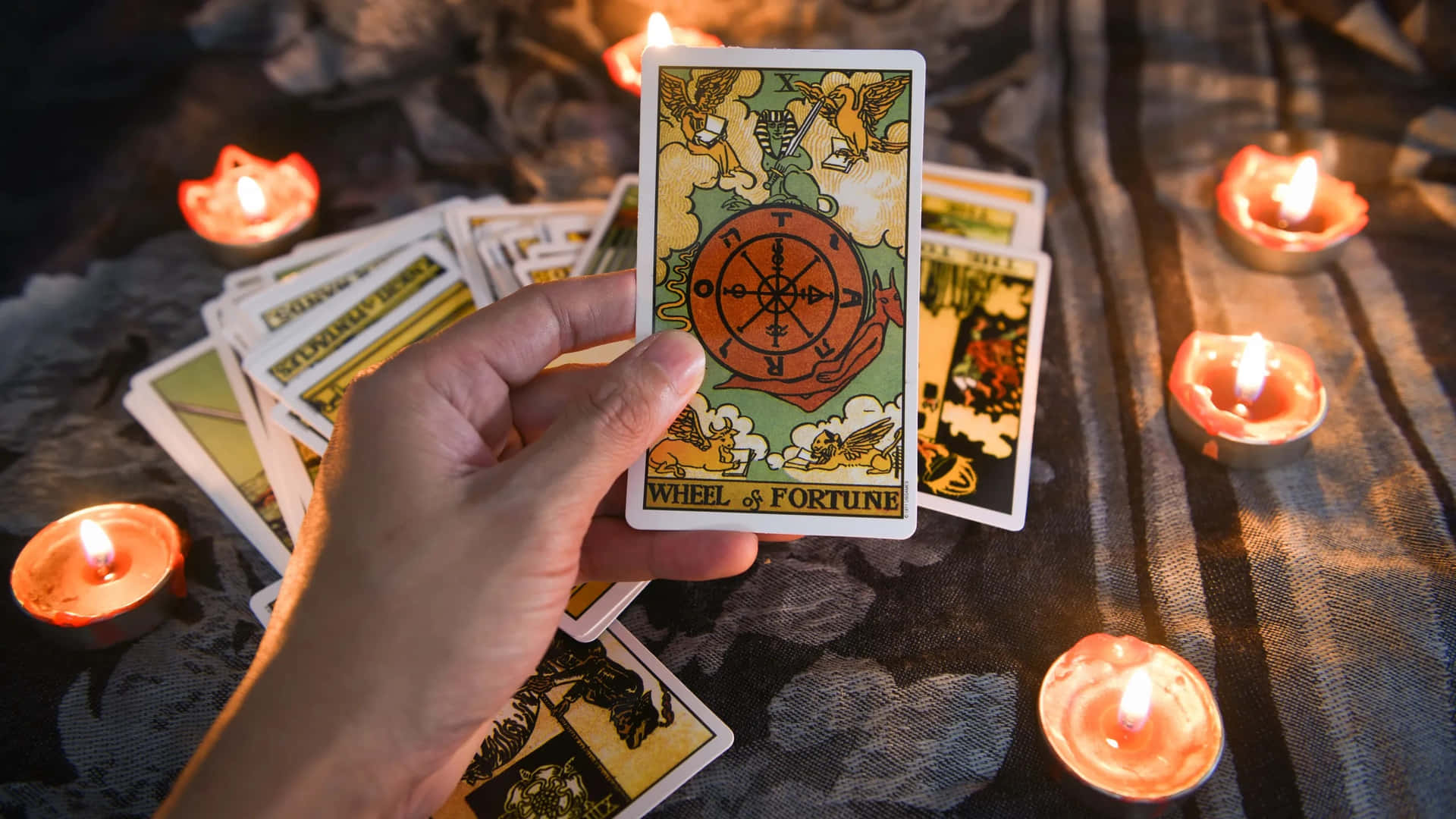 Mystical Tarot Card Spread on a Dark Background