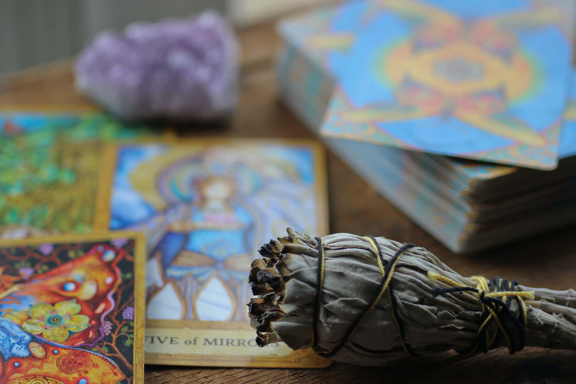 Mystical Tarot Card Spread on a Dark Background