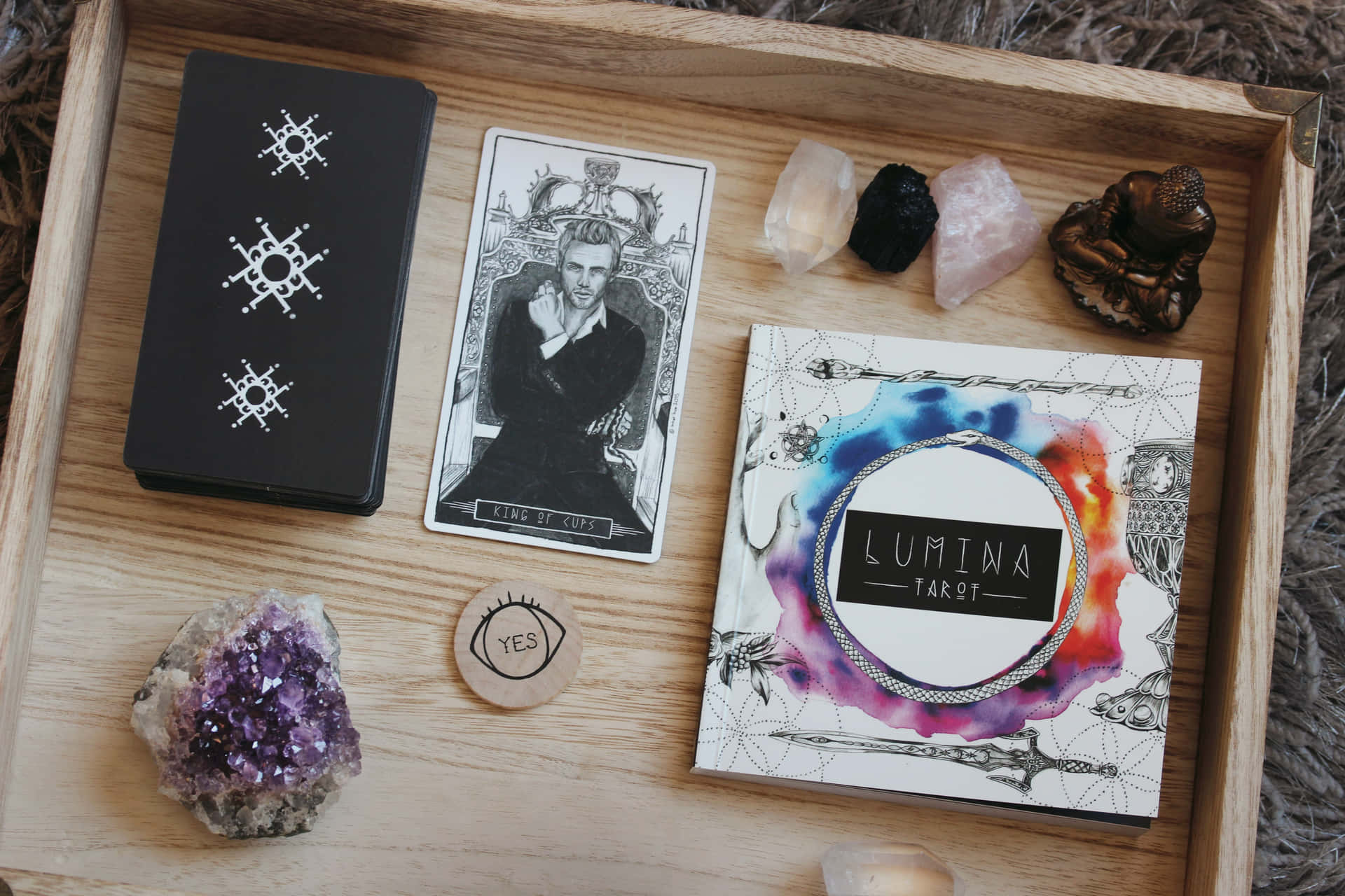 Mystical Tarot Card Spread with Magical Symbols