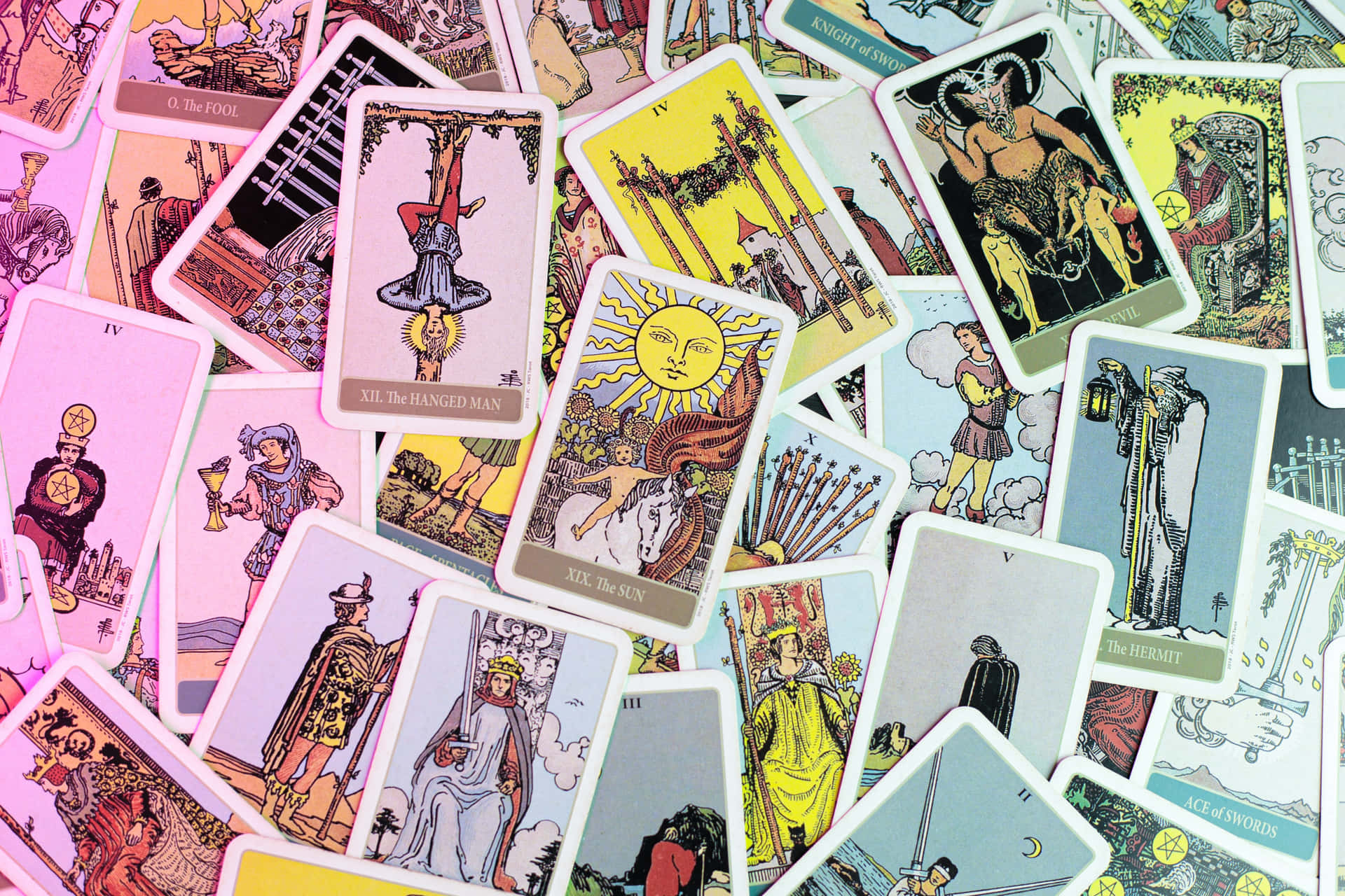 Mystical Tarot Cards Spread on a Table