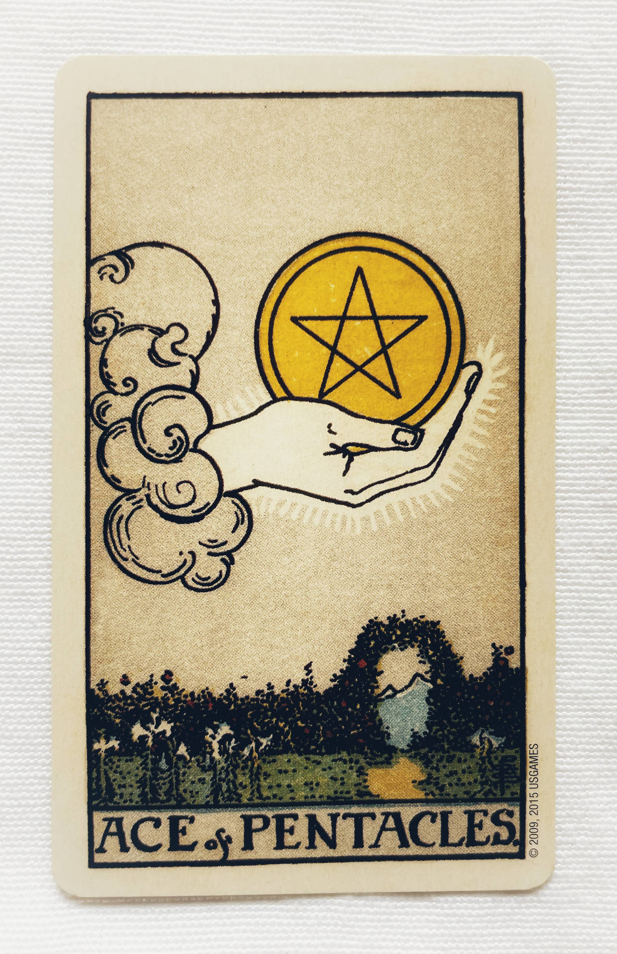 Es af Pentacles Tarot Card Tapet Wallpaper