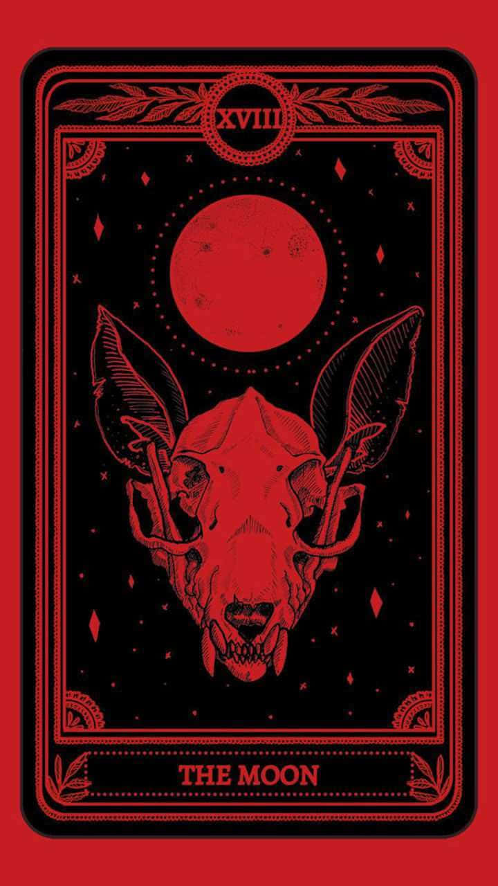 Tarot Card The Moon Skull Aesthetic Wallpaper