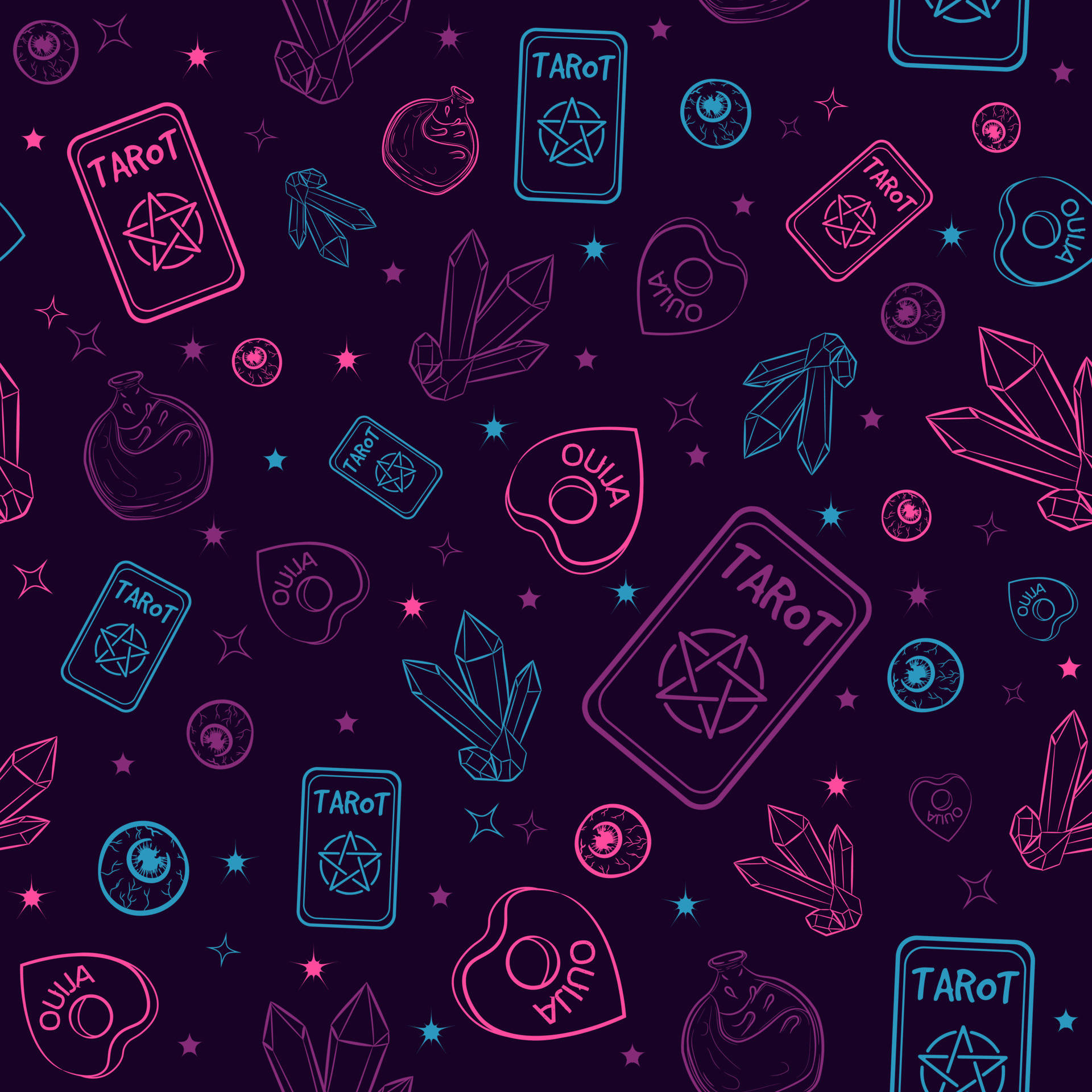 Tarot Cards, Planchettes, And Precious Crystals Wallpaper