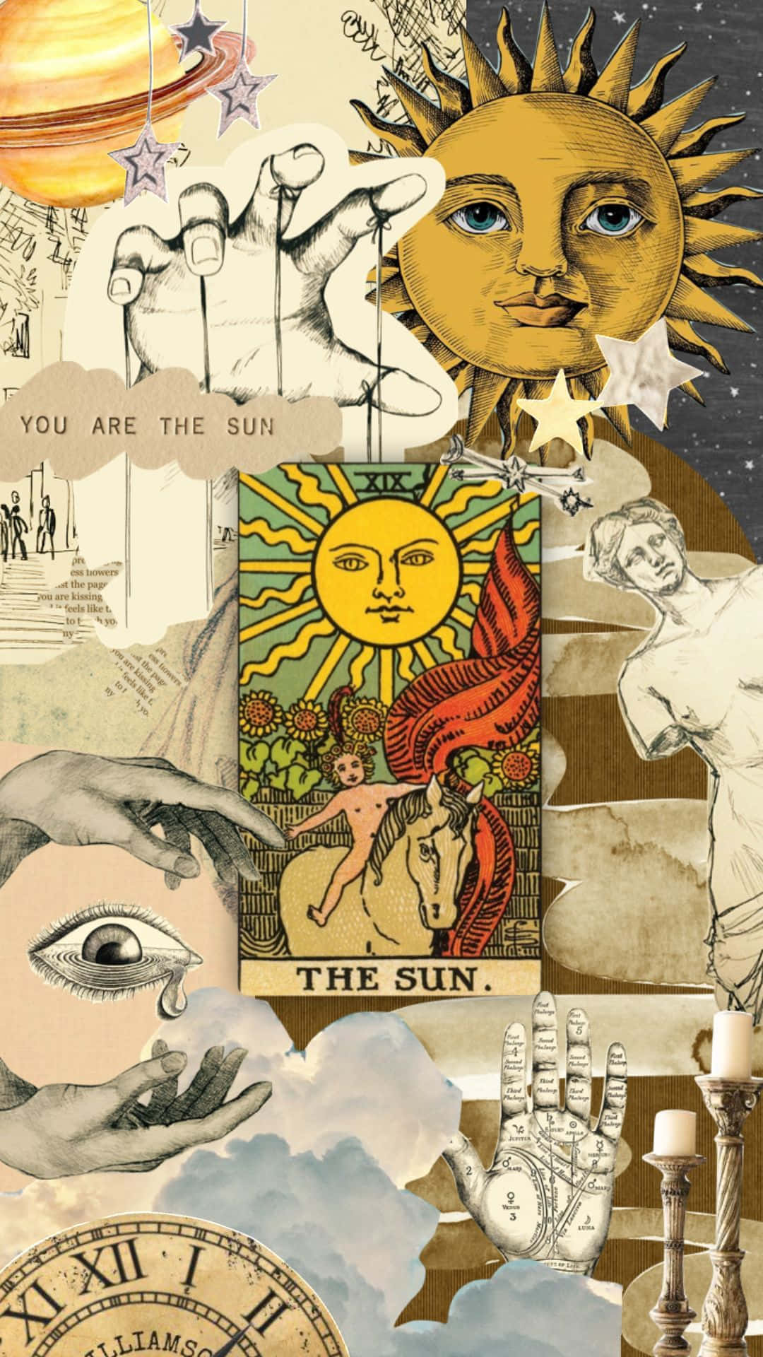 Tarot Sun Collage Aesthetic Wallpaper
