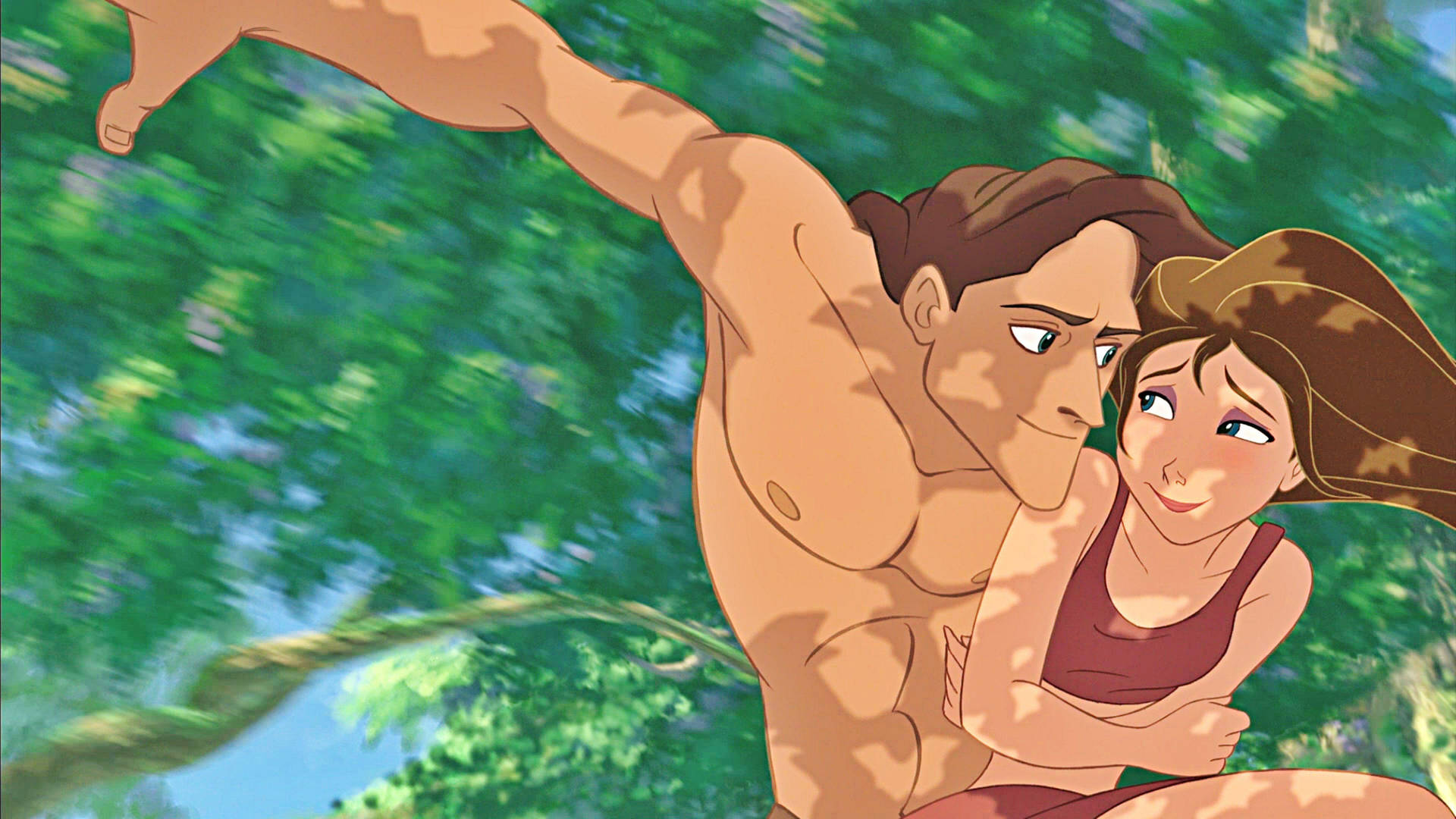 Tarzan og en sky Jane Porter på en bakke: 