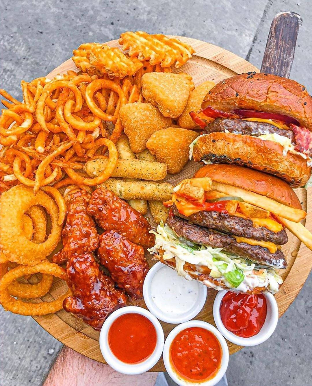 Tasty Burger, Wings, Nuggets, And Fries Wallpaper