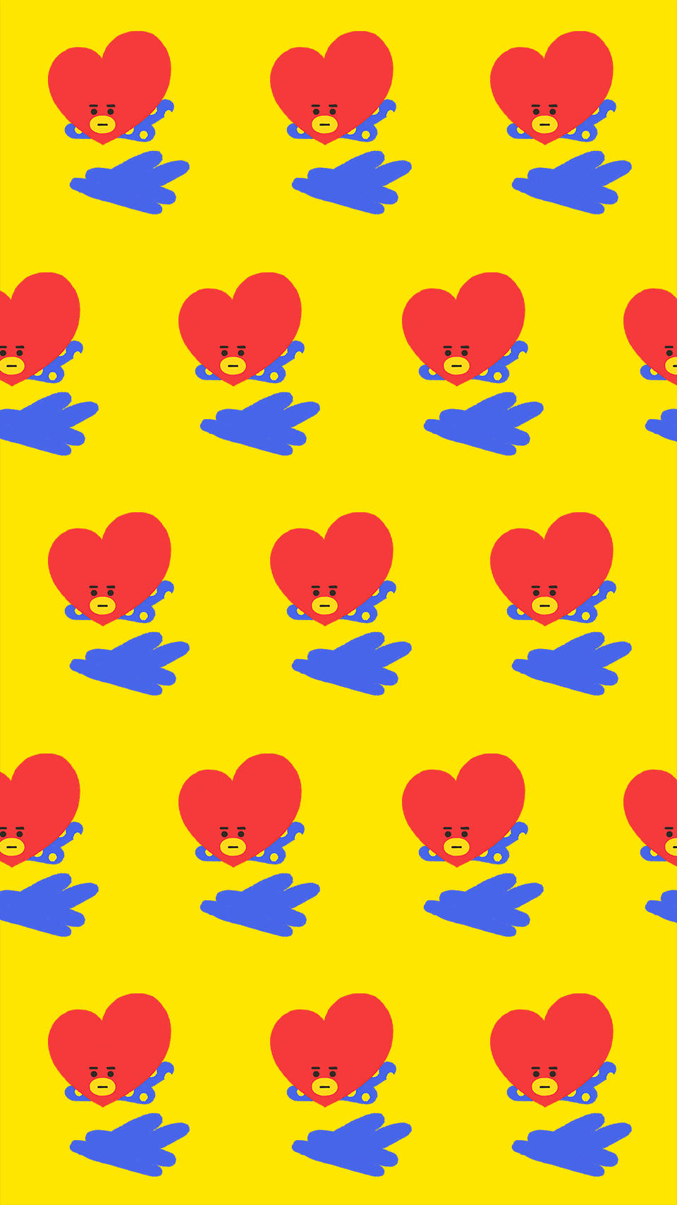 Brighten up your day with Bt21's cute and cheerful Tata pattern in Yellow! Wallpaper