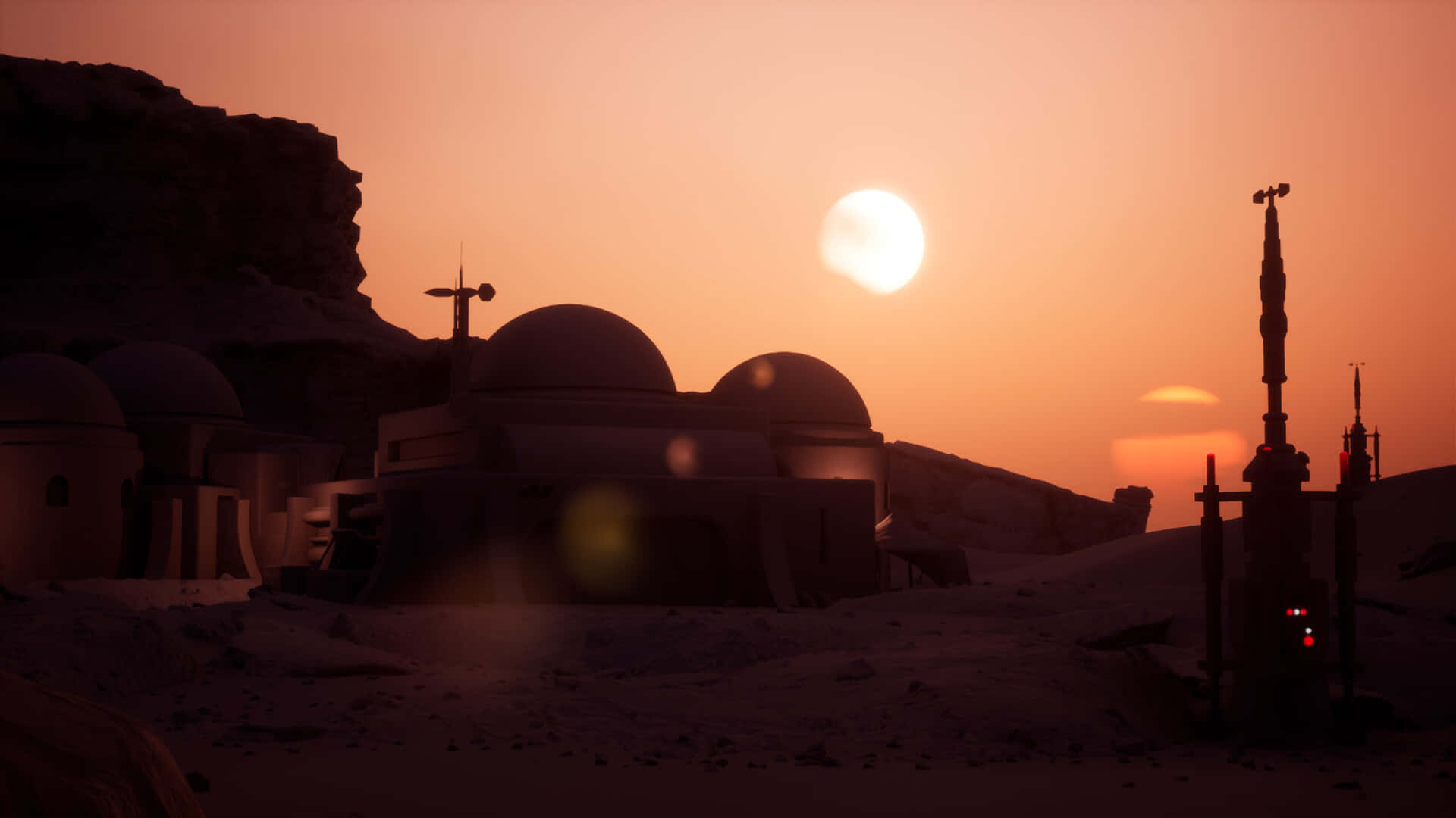 Orangehimmel Tatooine Bakgrund