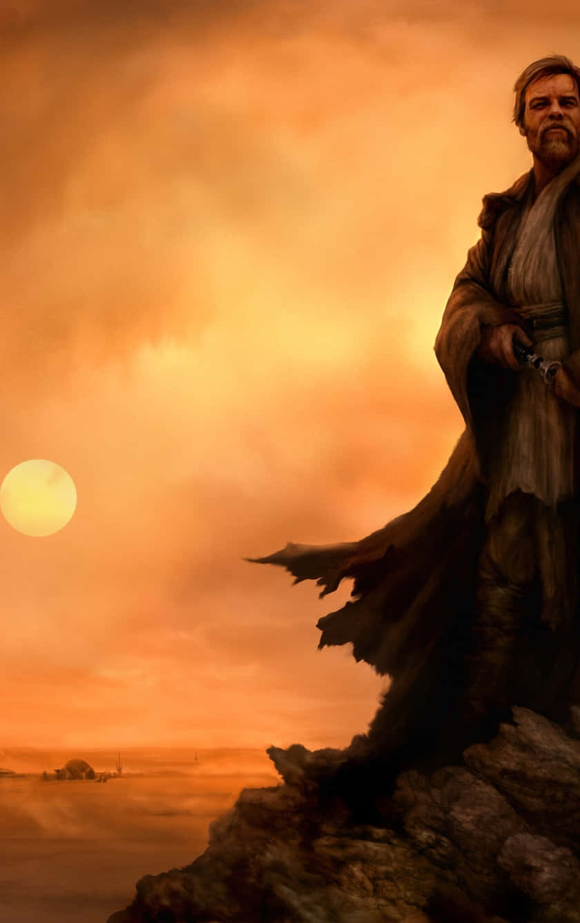 Sfondodi Obi-wan In Piedi Su Tatooine