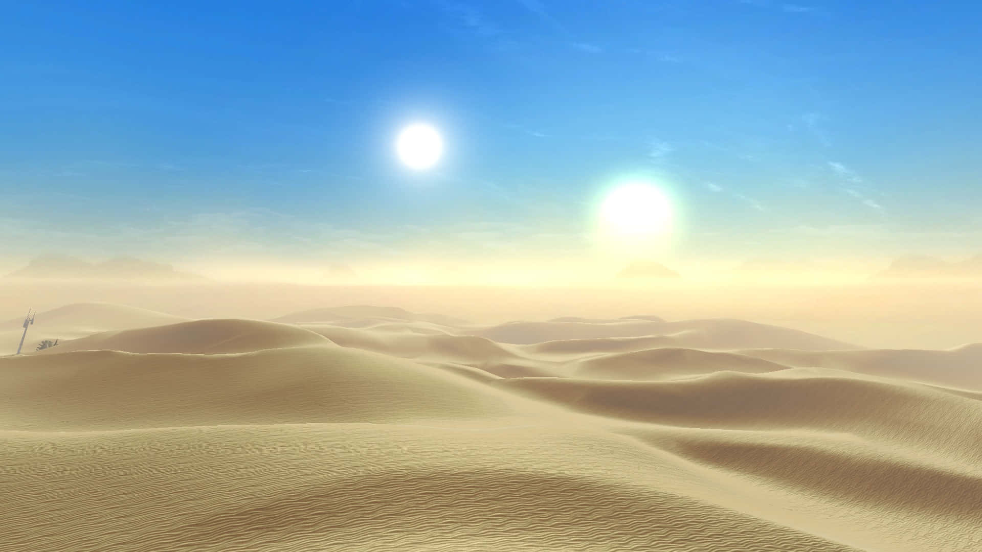 Fondode Pantalla Con Un Brillante Sol En El Fondo De Tatooine