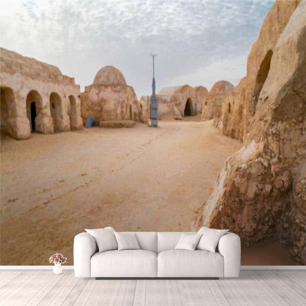Väggklistermärkemed Tatooine-bakgrund.