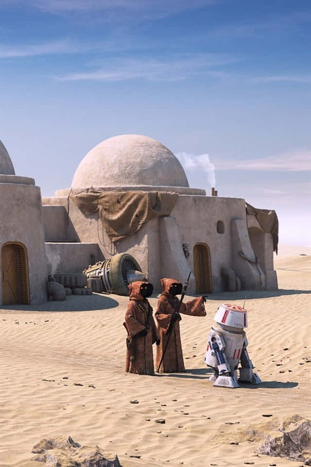 Sfondodi Jawa E R2-d2 Su Tatooine