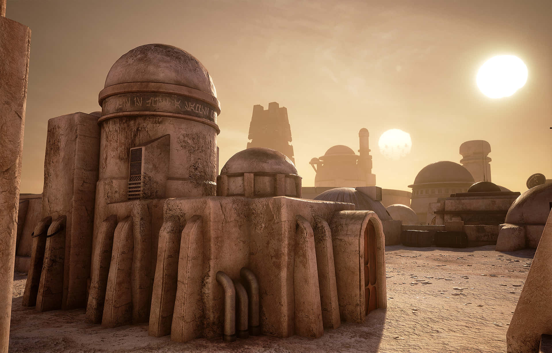 Byggnadi Tatooine-bakgrund