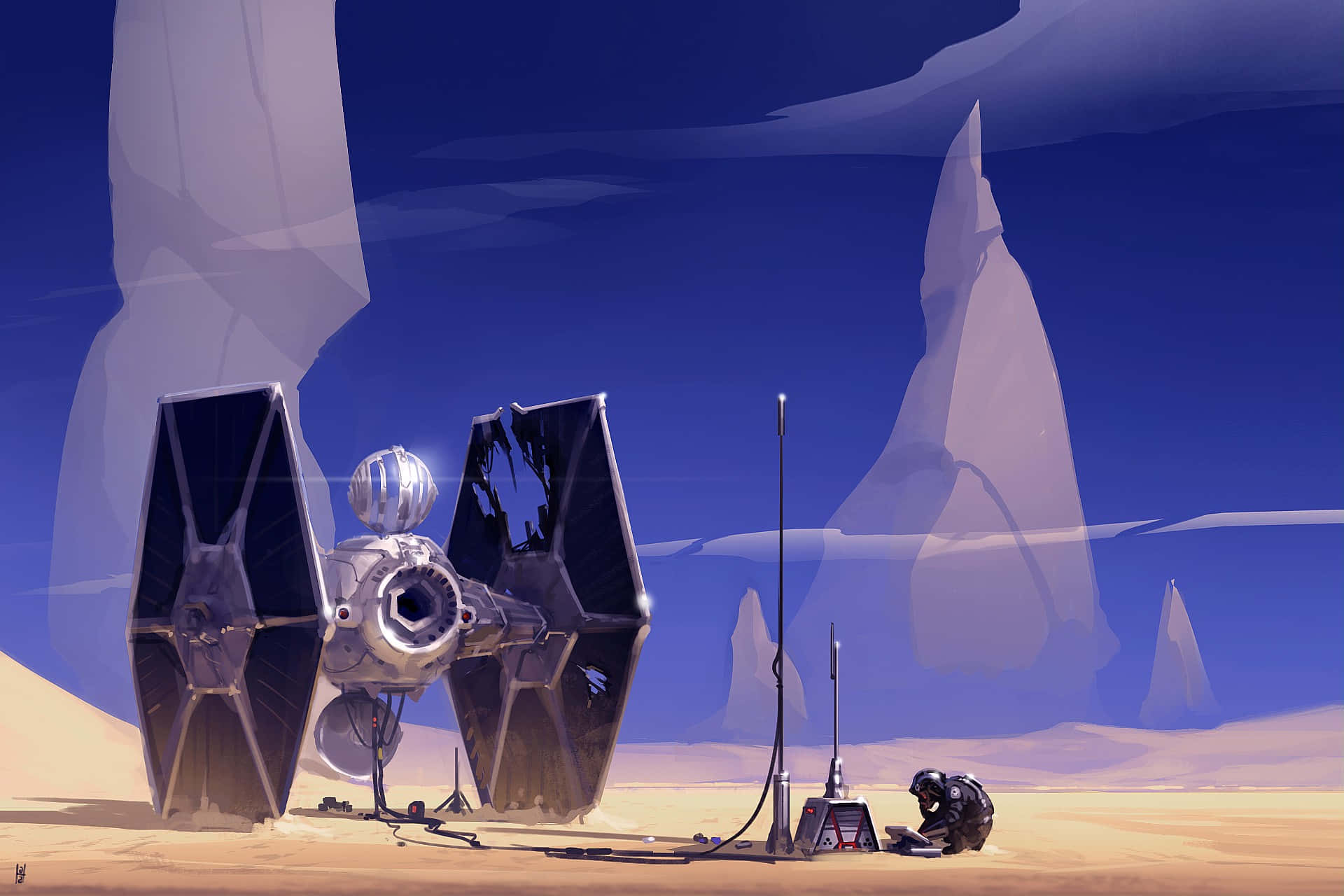 TIE Advanced Starfighter Tatooine Background