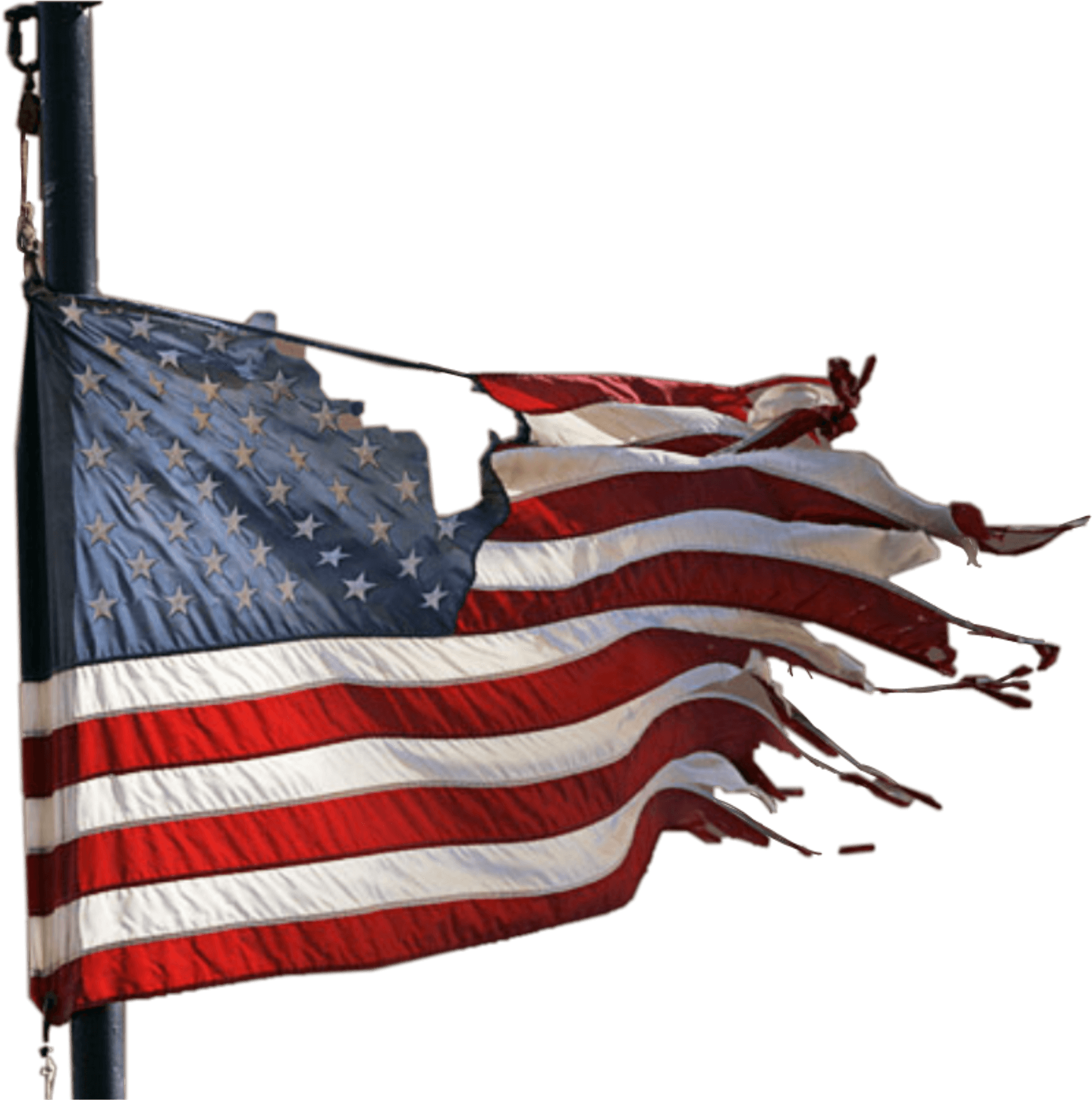 Tattered American Flagon Pole PNG