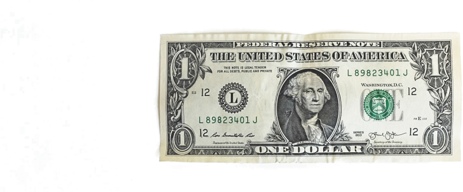 Tattered One Dollar Bill PNG