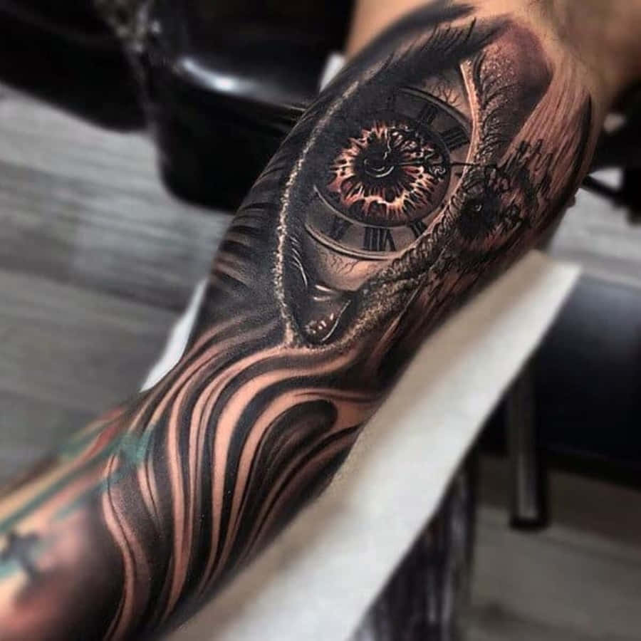 Eye With Clock Tattoo Arm Picture