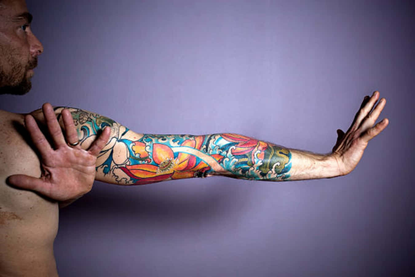 Colorful Flowers Tattoo Arm Picture