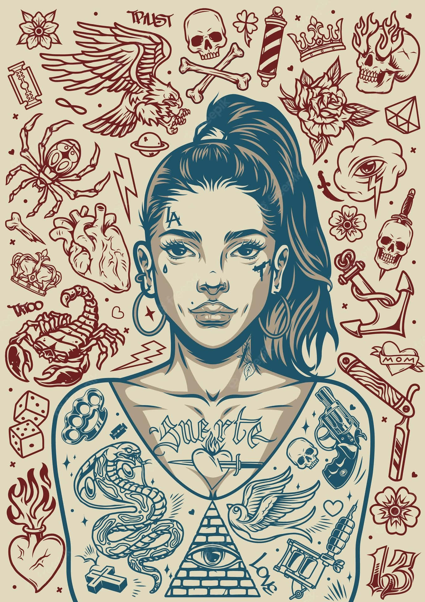 Intricate Tattoo of a Girl