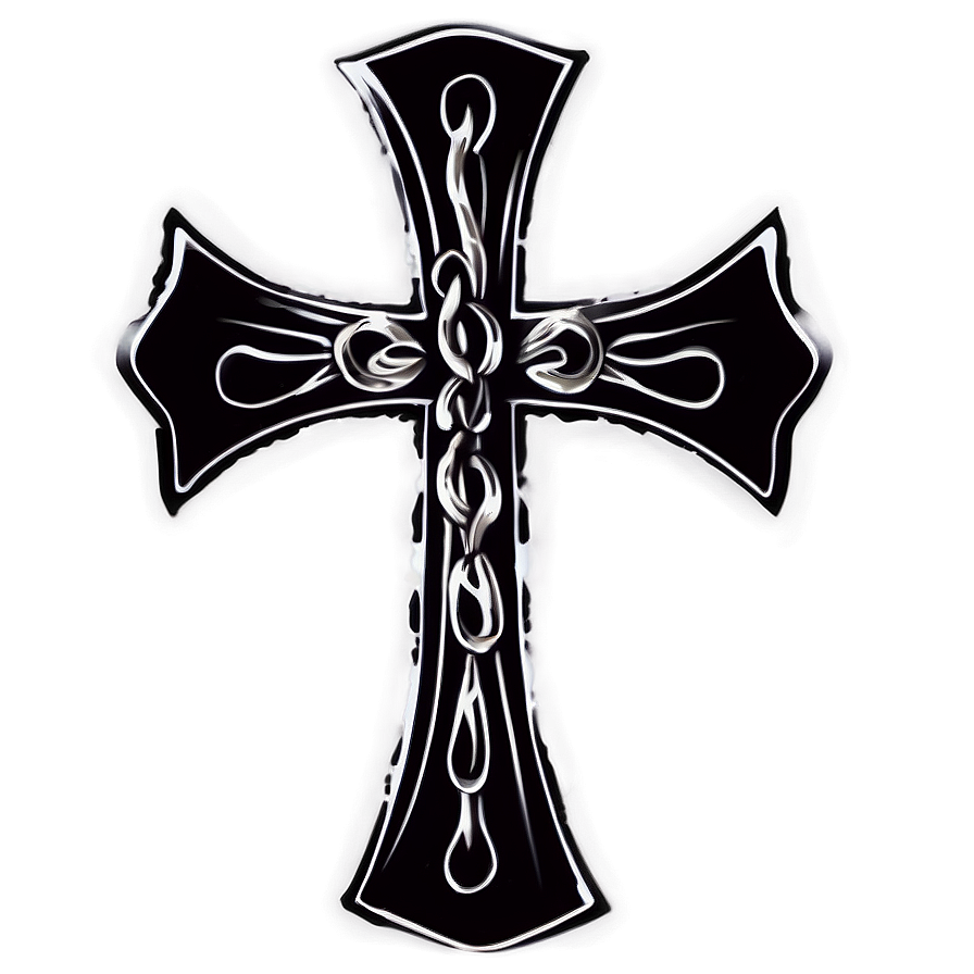 Tattoo Style Cross Outline Png 06122024 PNG