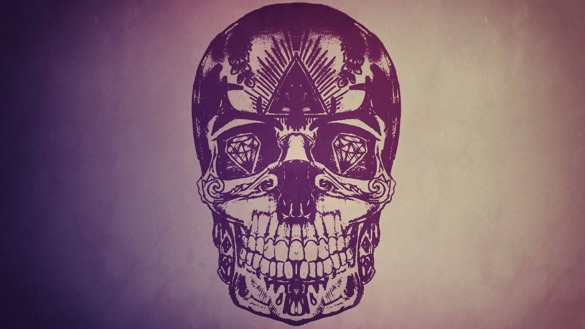 Tattoo-Style Sugar Skull Design Wallpaper