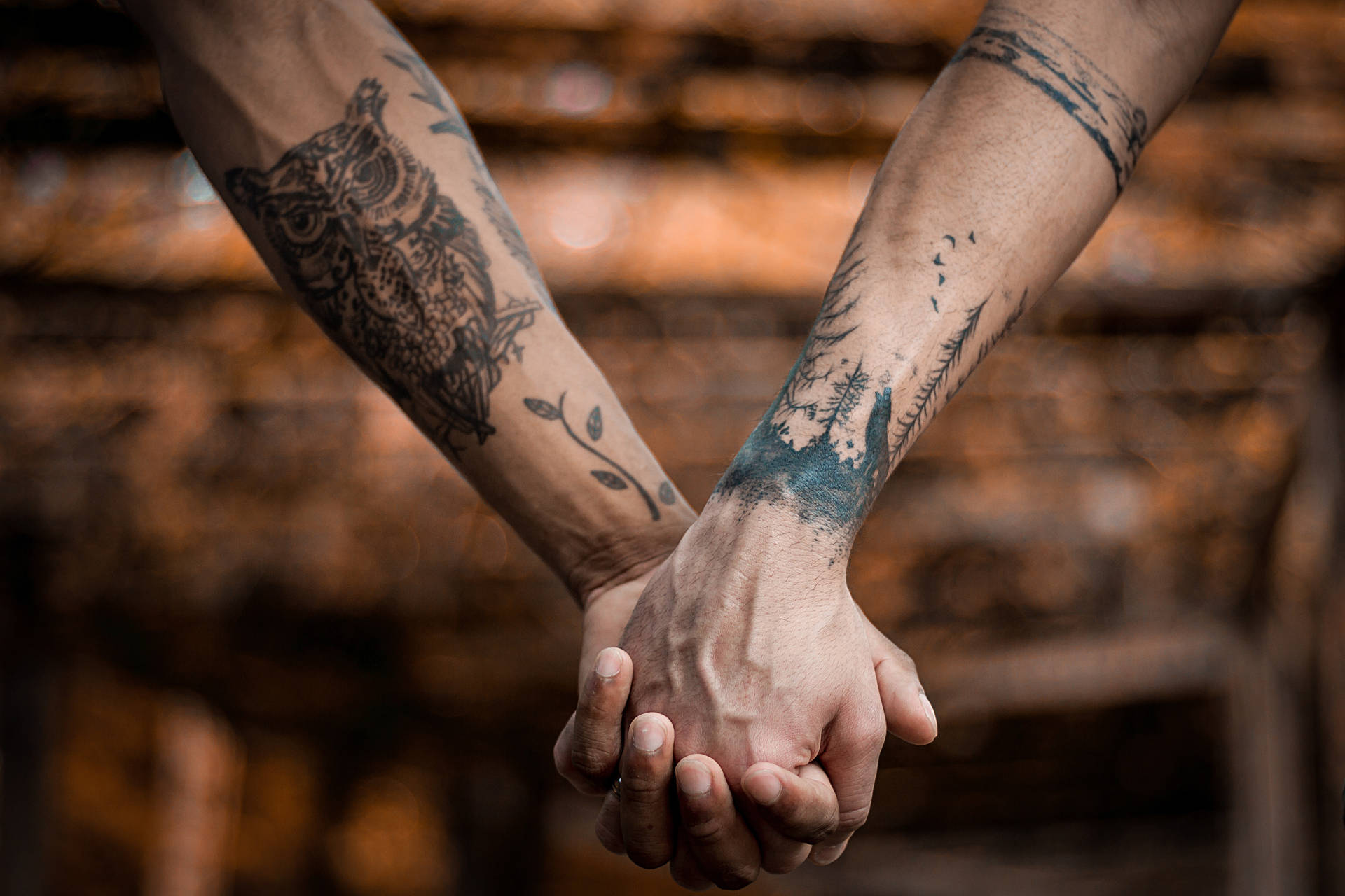 Tattooed Couple Hands