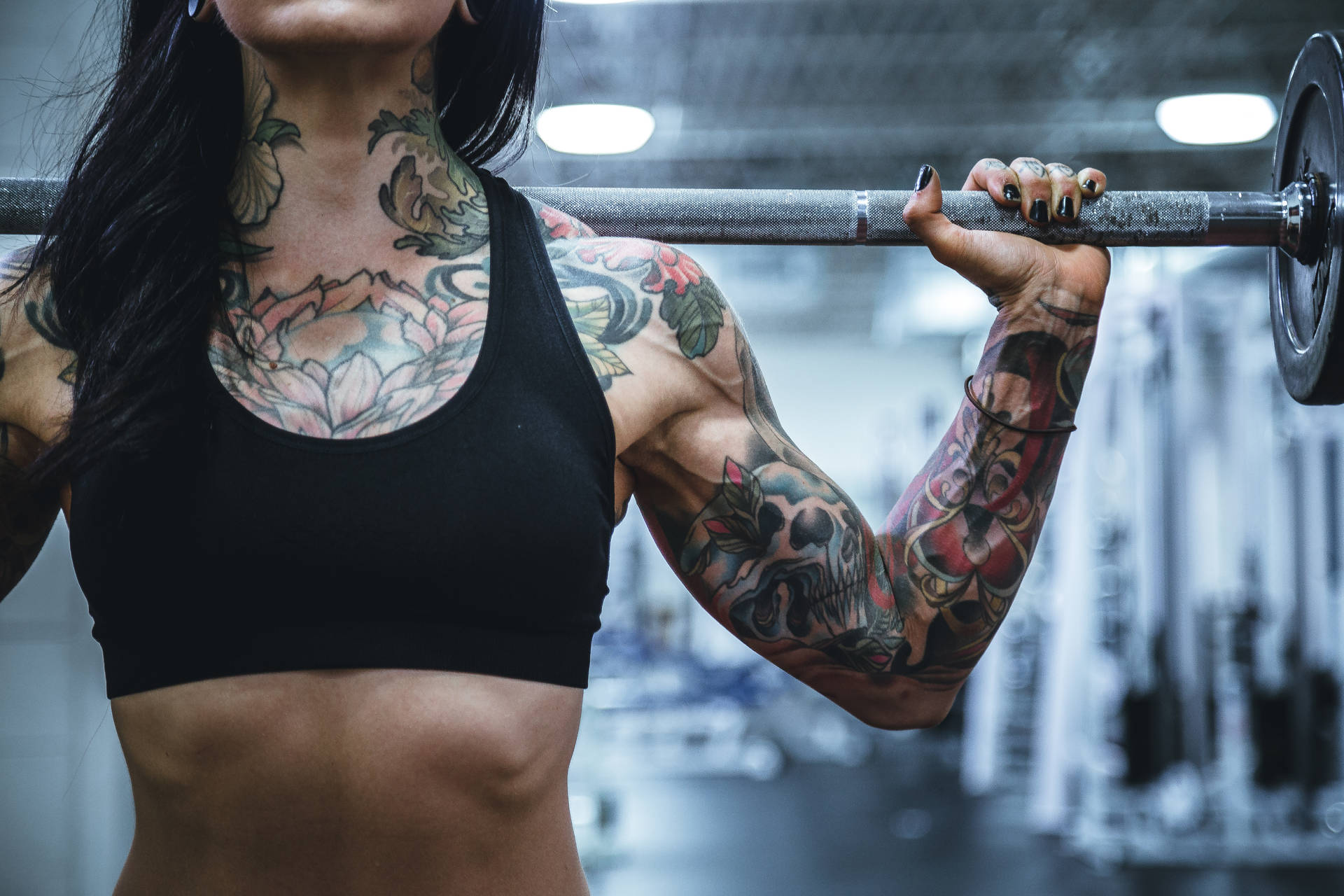 Tattooed Lady Weightlifting Background